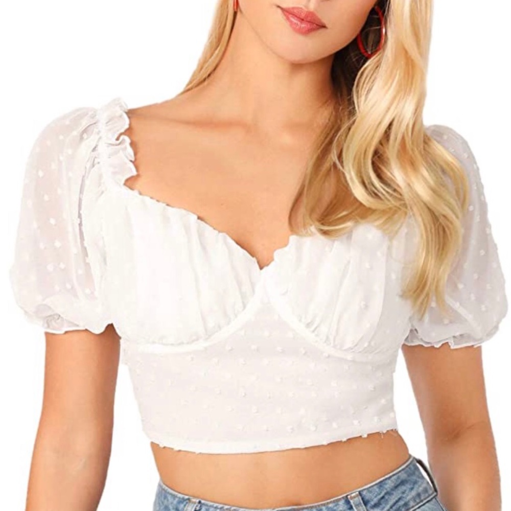 WDIRARA Summer Embroidery Sleeve Crop Top